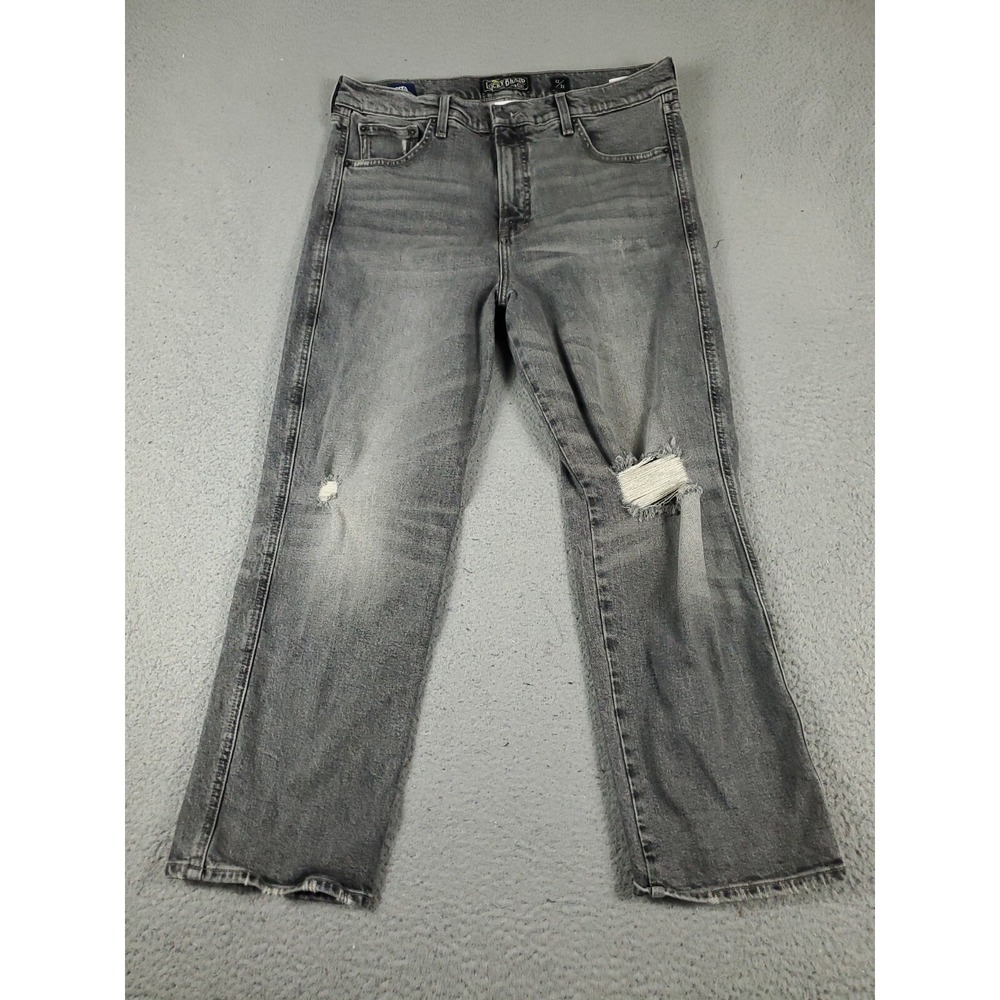 Lucky Brand Jeans Womens Size 12/31 34x26 Gray Authentic Straight Crop Ladies